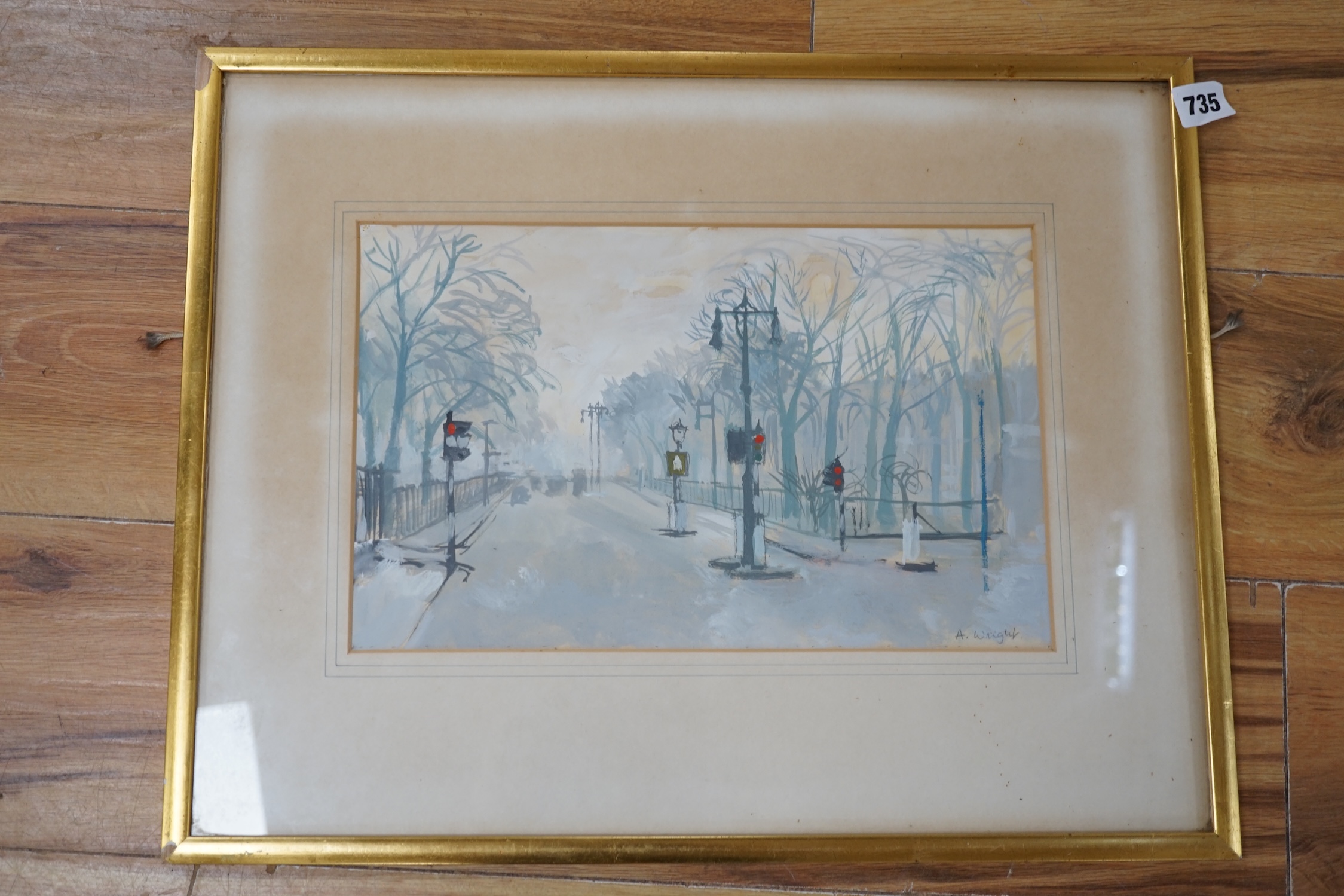 A.Wright, watercolour and gouache, Eaton Square, Belgravia, signed, 21 x 34cm.
